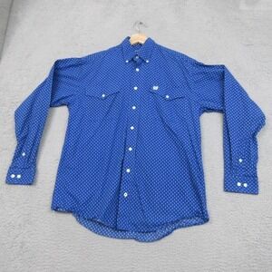 Cinch Shirt Mens Small Blue Geometric Western Button Front Cotton MTW1107099